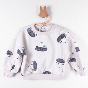 Bobo Choses Dog Print Sweatshirt Toddler 18-24M Cream Long Sleeve Snap